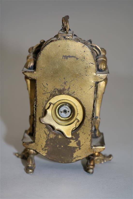 A 19th century Viennese gem set ormolu desk timepiece, 4.5in.